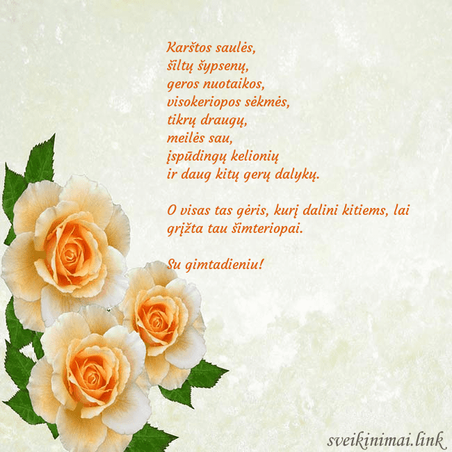 Atvirukas su trim geltonomis rožėmis