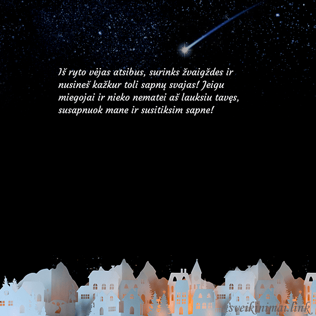 Atvirukas su meteoritu Iš ryto vėjas atsibus, surinks žvaigždes ir nusine Atvirukas su meteoritu
