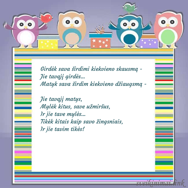 Gimtadienio atvirukas su pelėdžiukais