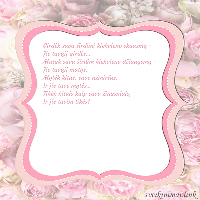 Gimtadienio atvirukas - rožinis rėmelis