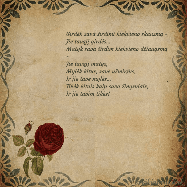 Vintažinis atvirukas su rože