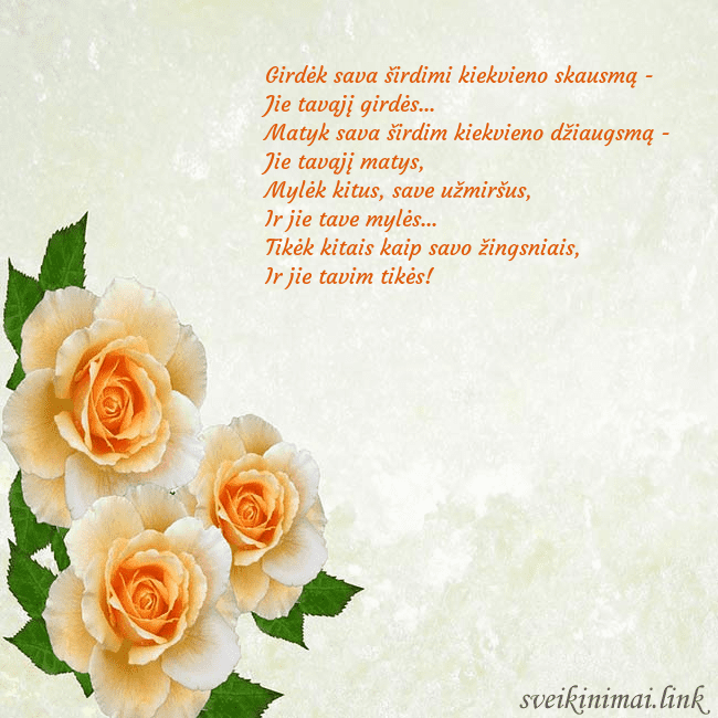 Atvirukas su trim geltonomis rožėmis