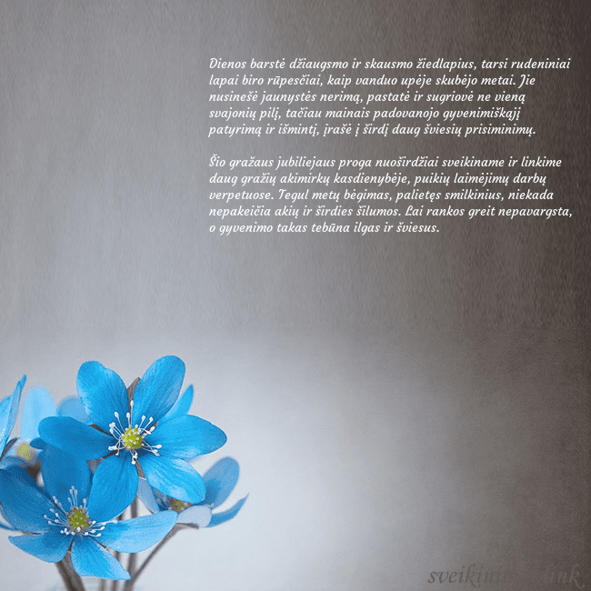 Atvirukas su žibuoklėmis Dienos barstė džiaugsmo ir skausmo žiedlapius, tar Atvirukas su žibuoklėmis