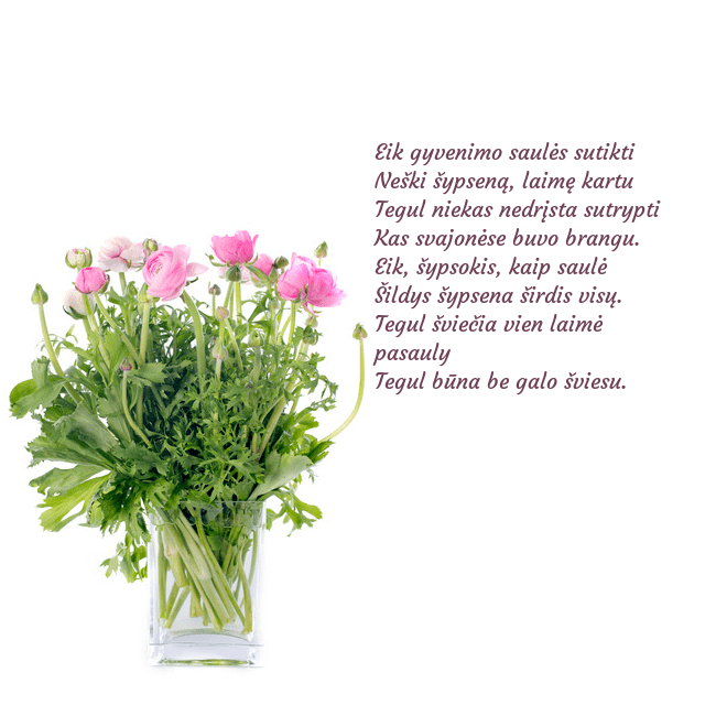 Atvirukas su gėlėmis vazoje