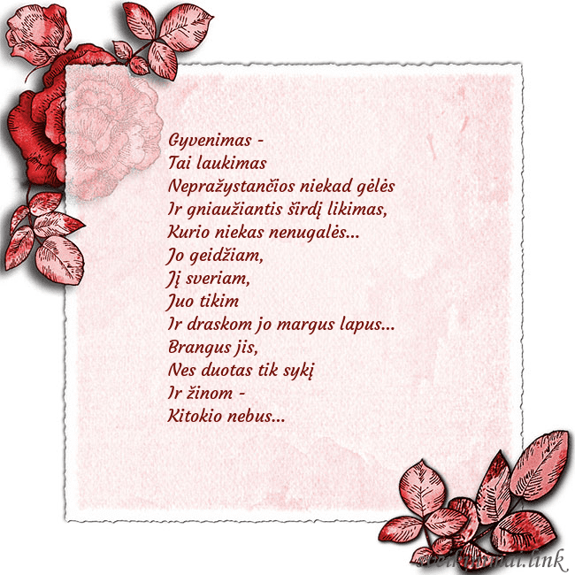Gimtadienio atvirukas su rožėmis kampuose