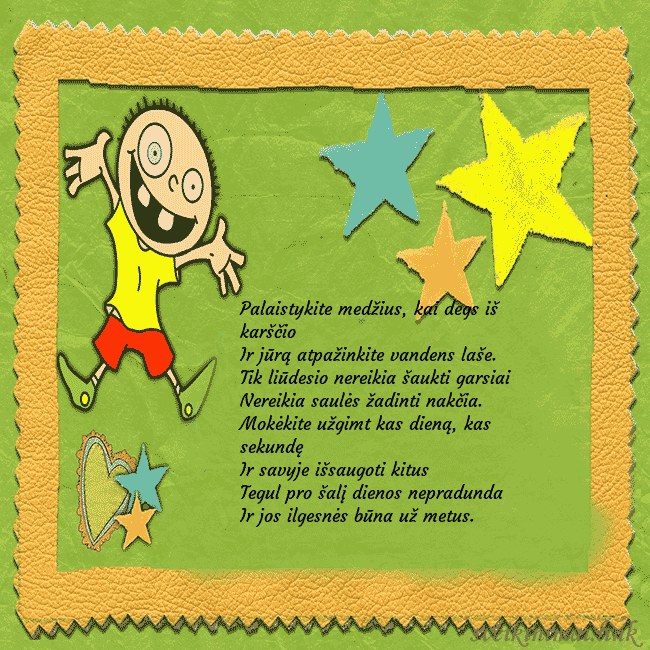 Smagus atvirukas su karpiniais ir juokingu berniuku