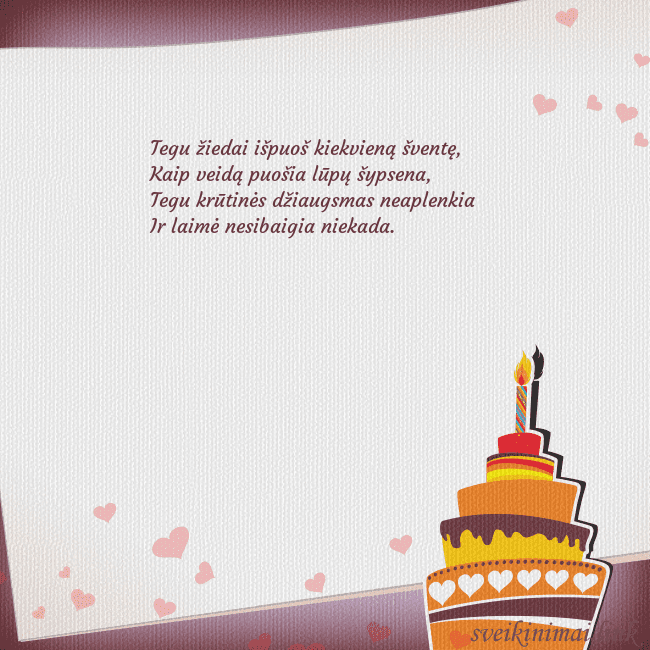 Gimtadienio atvirukas su tortu ir viena žvakute Tegu žiedai išpuoš kiekvieną šventę,
Kaip veidą p Gimtadienio atvirukas su tortu ir viena žvakute