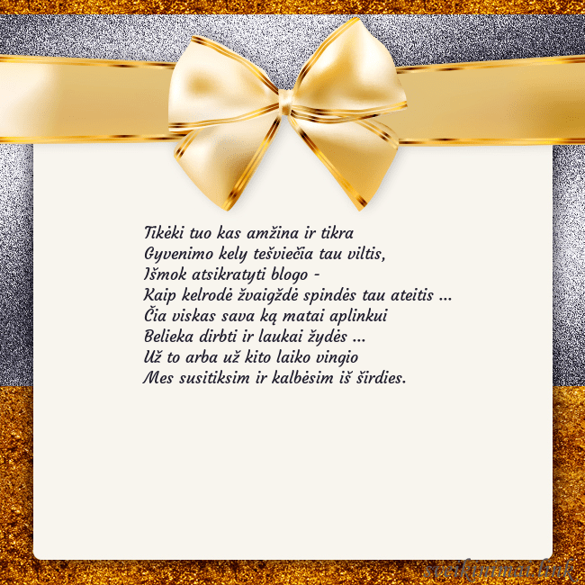 Šventinis atvirukas su auksiniu kaspinu