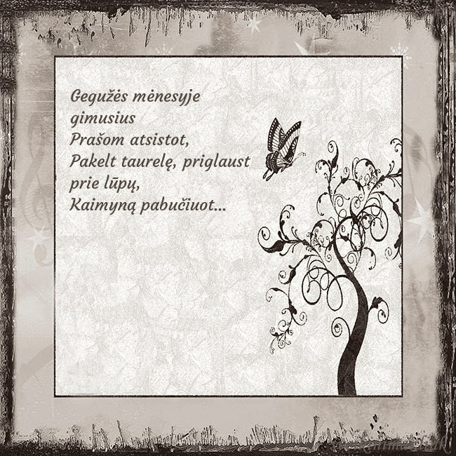 Nostalgiškas atvirukas Gegužės mėnesyje gimusius 
Prašom atsistot,
Pakelt Nostalgiškas atvirukas