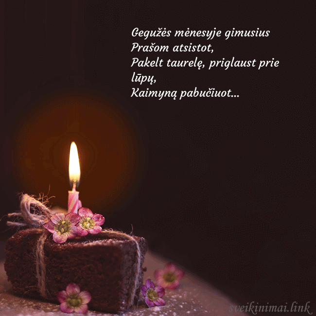 Animuotas gimtadienio atvirukas su tortu ir degančia žvakute Gegužės mėnesyje gimusius
Prašom atsistot,
Pakelt Animuotas gimtadienio atvirukas su tortu ir degančia žvakute