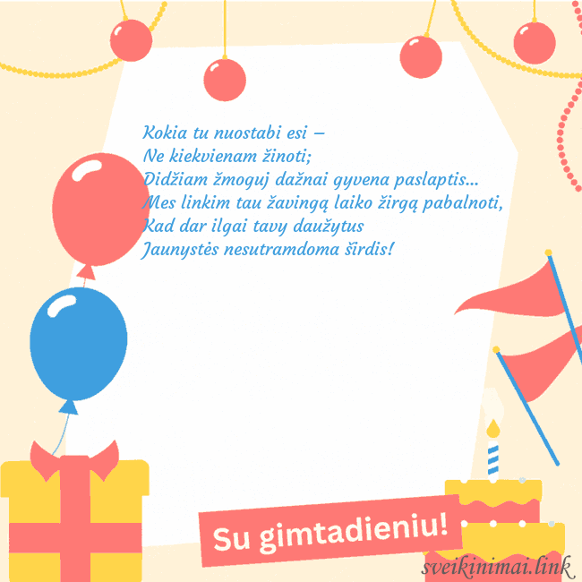Animuotas gimtadienio atvirukas su tortu Kokia tu nuostabi esi –
Ne kiekvienam žinoti;
Di Animuotas gimtadienio atvirukas su tortu