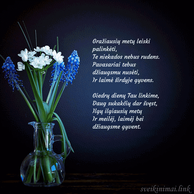 Atvirukas su žydrėmis vazelėje