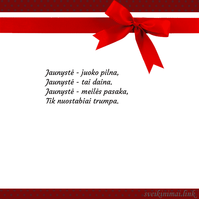 Sveikinimo atvirukas su raudonu kaspinėliu