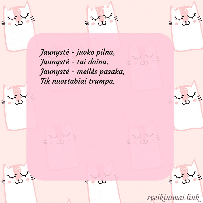 Rožinis gimtadienio atvirukas su juokingais katinais