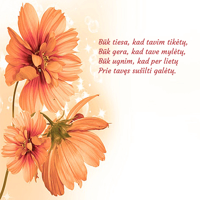 Atvirukas su oranžinėmis gėlėmis