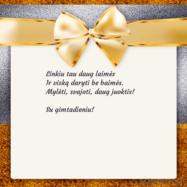 Šventinis atvirukas su auksiniu kaspinu