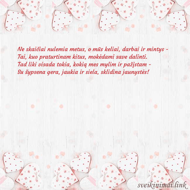 Atvirukas su baltomis širdelėmis