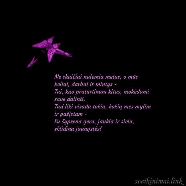 Gimtadienio atvirukas su skraidančiais drugeliais