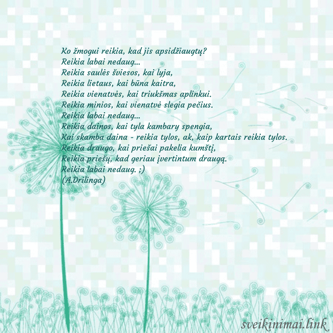 Atvirukas su pienės pūkais