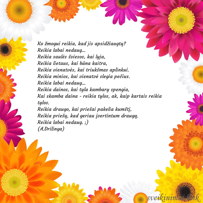 Atvirukas su spalvotomis gėlėmis