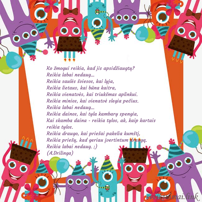 Sveikinimo atvirukas su monstriukais