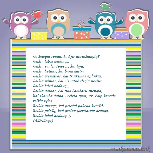 Gimtadienio atvirukas su pelėdžiukais