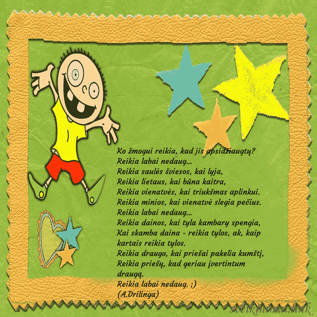 Smagus atvirukas su karpiniais ir juokingu berniuku