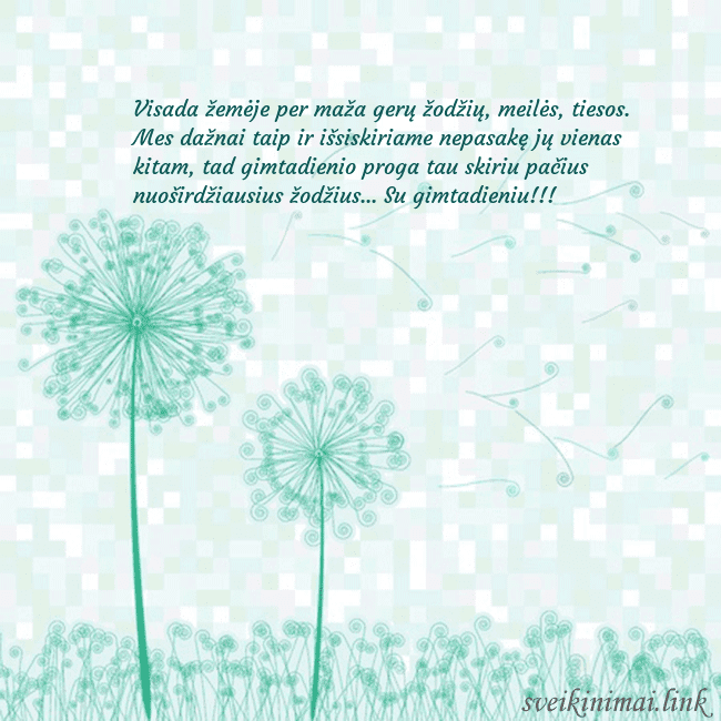 Atvirukas su pienės pūkais