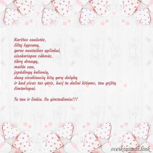 Atvirukas su baltomis širdelėmis