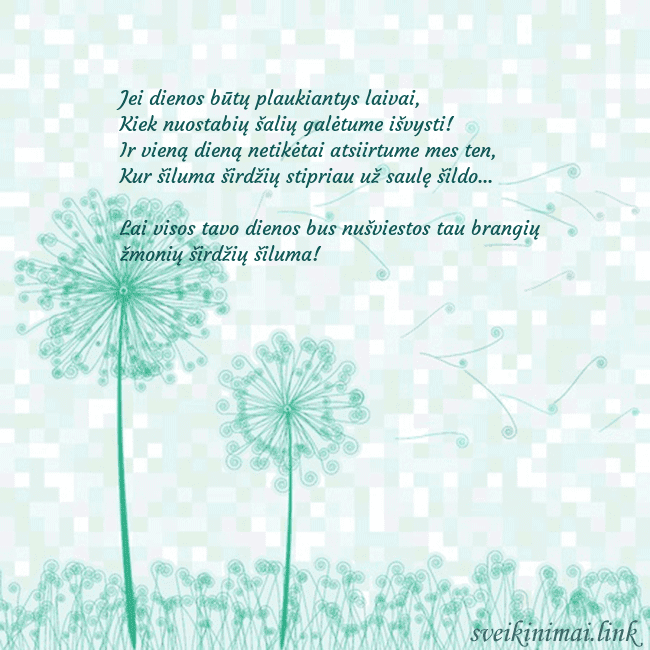 Atvirukas su pienės pūkais