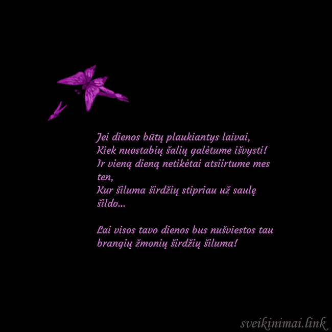 Gimtadienio atvirukas su skraidančiais drugeliais