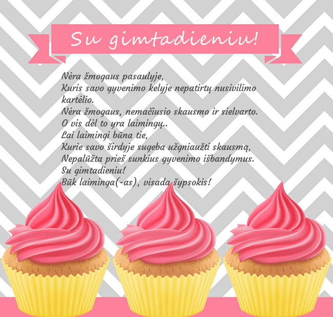 Gimtadienio atvirukas su trim keksiukais