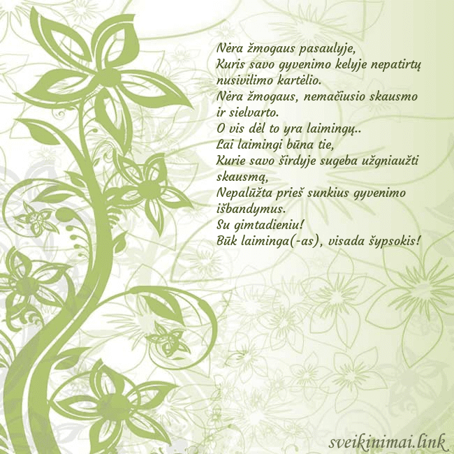 Atvirukas su žaliomis pieštomis gėlėmis