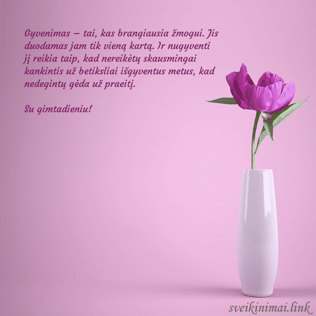 Elektroninė atvirutė su bijūnu vazoje Gyvenimas – tai, kas brangiausia žmogui. Jis duoda Elektroninė atvirutė su bijūnu vazoje