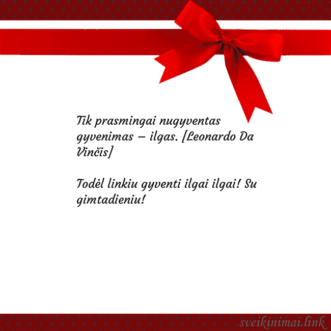 Sveikinimo atvirukas su raudonu kaspinėliu