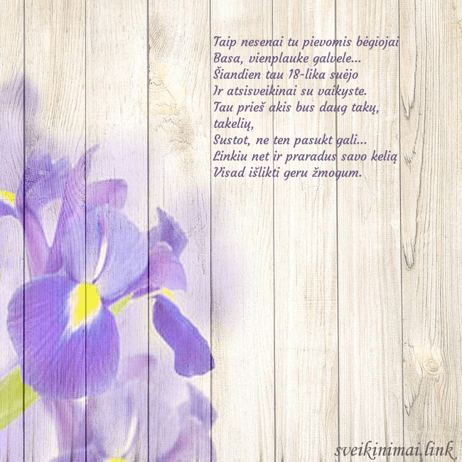 Atvirukas su vilkdalgiais Taip nesenai tu pievomis bėgiojai
Basa, vienplauk Atvirukas su vilkdalgiais