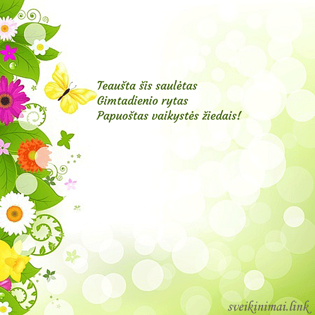 Atvirukas su drugeliais ir gėlėmis