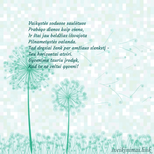 Atvirukas su pienės pūkais