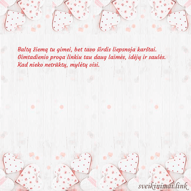 Atvirukas su baltomis širdelėmis