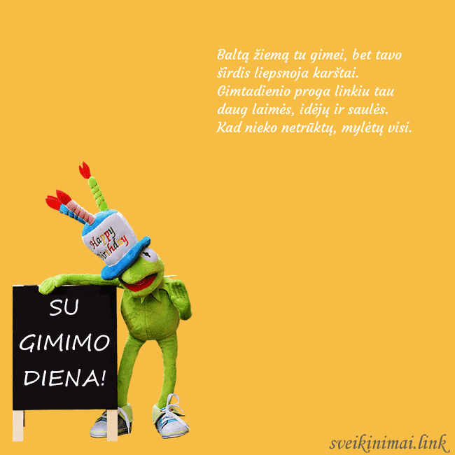 Atvirukas su žalia varle Baltą žiemą tu gimei, bet tavo širdis liepsnoja ka Atvirukas su žalia varle