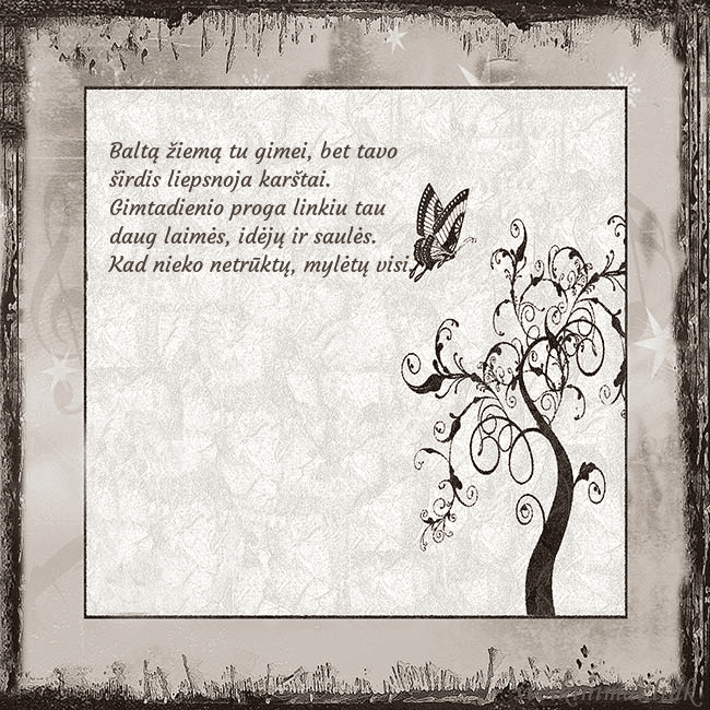 Nostalgiškas atvirukas Baltą žiemą tu gimei, bet tavo širdis liepsnoja ka Nostalgiškas atvirukas