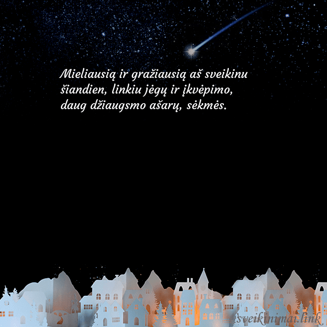 Atvirukas su meteoritu Mieliausią ir gražiausią aš sveikinu šiandien, lin Atvirukas su meteoritu