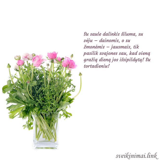 Atvirukas su gėlėmis vazoje Su saule dalinkis šiluma, su vėju – dainomis, o su Atvirukas su gėlėmis vazoje