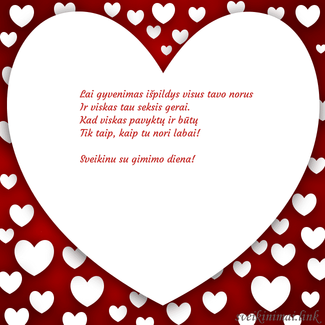 Atvirukas su didele širdimi ir daug mažesnių širdelių aplink ją