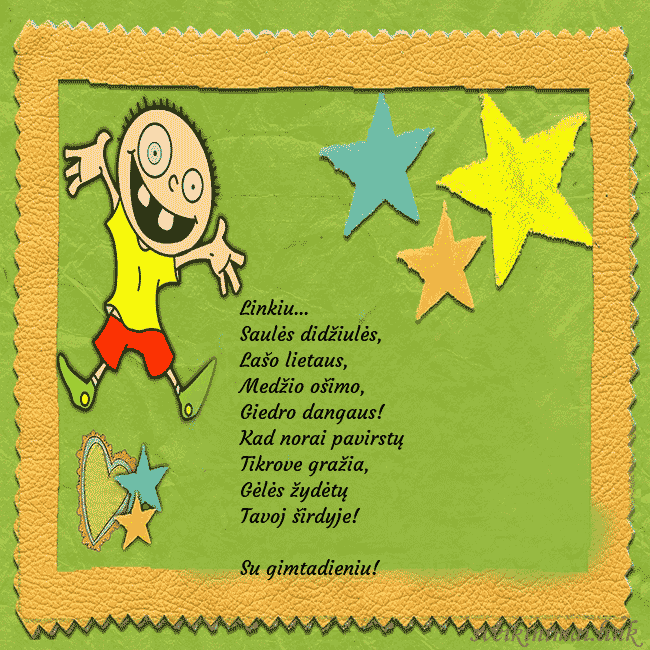 Smagus atvirukas su karpiniais ir juokingu berniuku