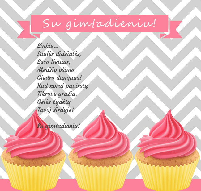 Gimtadienio atvirukas su trim keksiukais