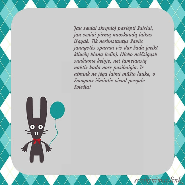 Atvirukas su zuikiu Jau seniai skrynioj paslėpti žaislai, jau seniai p Atvirukas su zuikiu