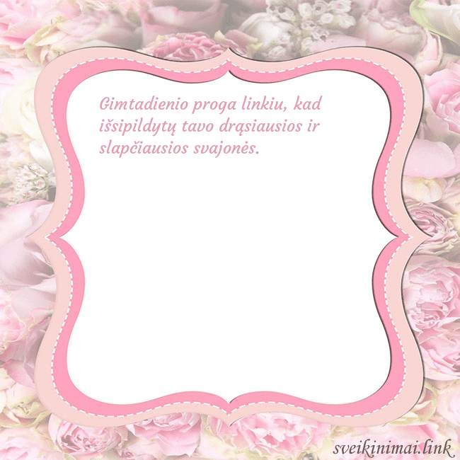 Gimtadienio atvirukas - rožinis rėmelis