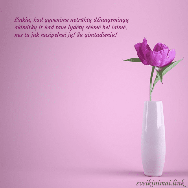 Elektroninė atvirutė su bijūnu vazoje Linkiu, kad gyvenime netrūktų džiaugsmingų akimirk Elektroninė atvirutė su bijūnu vazoje