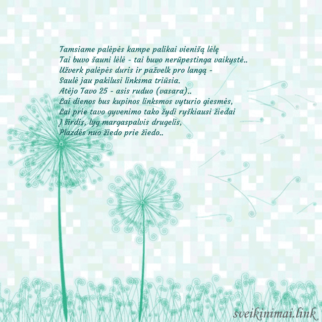 Atvirukas su pienės pūkais